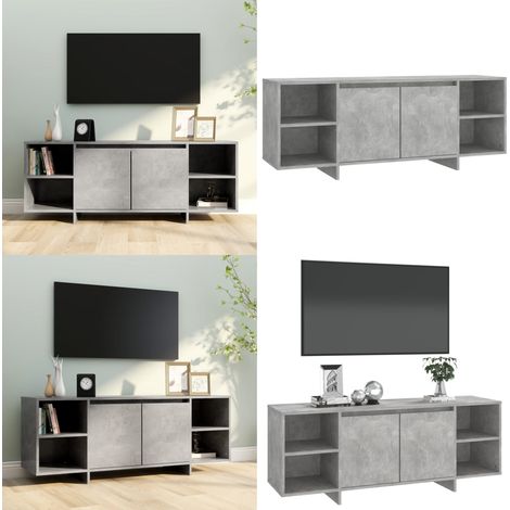 Meuble TV Gris béton 130x35x50 cm Bois d'ingénierie - Meubles Tv - Meuble Tv Gris - Meuble Rangement - Buffet Tv - Meuble Audio - Home & Living