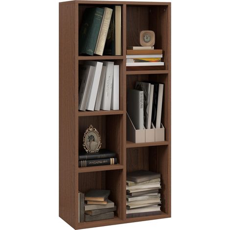 Bibliothèque mobile a Cubi en bois avec 7 étagères di Diverses Dimensions, 50x24x106 cm, couleur Noce
