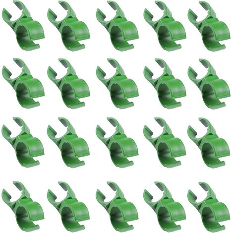 Lot de 20 clips de fixation pour tuteurs de plantes, attaches réglables pour jardin, potager et tomates, verts, 11 mm (1/5)