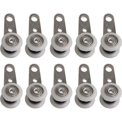 Lot de 10 roulettes pour baie vitrée ou porte coulissante – métal et plastique – 4,5 x 1,9 cm