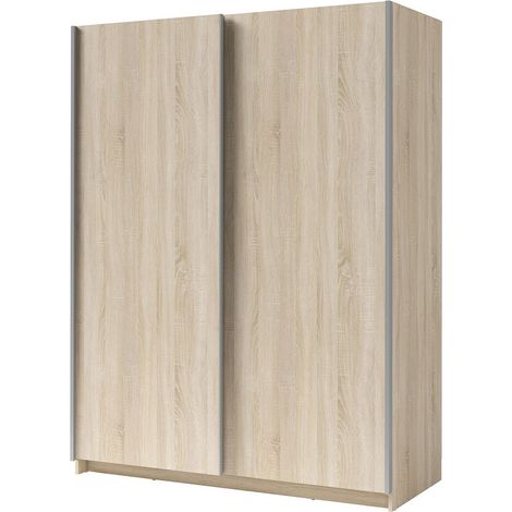 Schwebetürenschrank 2 Türen - Kollektion GOZU - Farbe Sonoma-Eiche - 180 x 198 x 62 cm