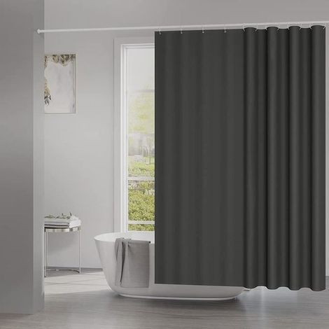 WOLTU Rideau de Douche Anti-moisissure, Rideau de Baignoire 100% Polyester avec Œillets, Ourlet Alourdi, 240x200cm Gris foncé (1/4)