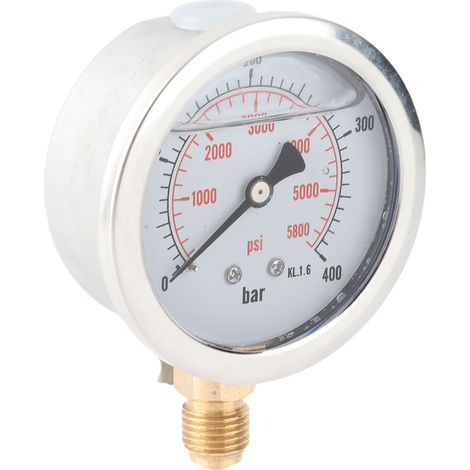 Manomètre hydraulique 0-400 bar 0-5800 psi filetage G1/4 cadran 63 mm (1/5)