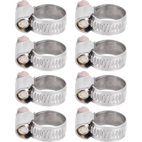 Lot de 20 colliers de serrage robustes en acier inoxydable antirouille et anticorrosion pour véhicules et industries pétrochimiques (10-26 mm). (1/5)