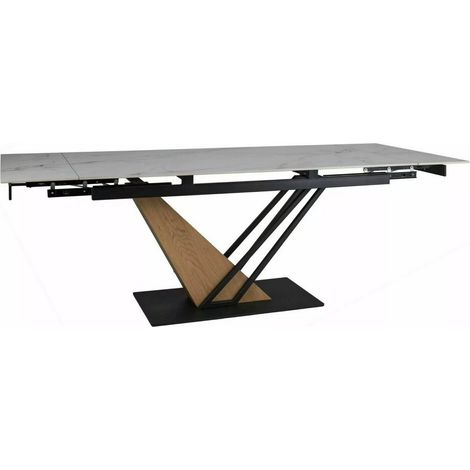 Table extensible 160-220 cm céramique effet marbre blanc et pied design Viro (1/5)