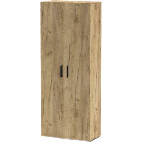 Armadio Multiuso 2 Ante 7 Ripiani 70 x 36 x 177h cm in Legno Colore Rovere Quercia Linea London (1/3)