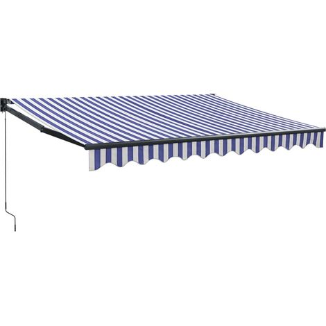 Maison Exclusive - Tenda Sole Retrattile Blu e Bianca 3,5x2,5m Tessuto e Alluminio