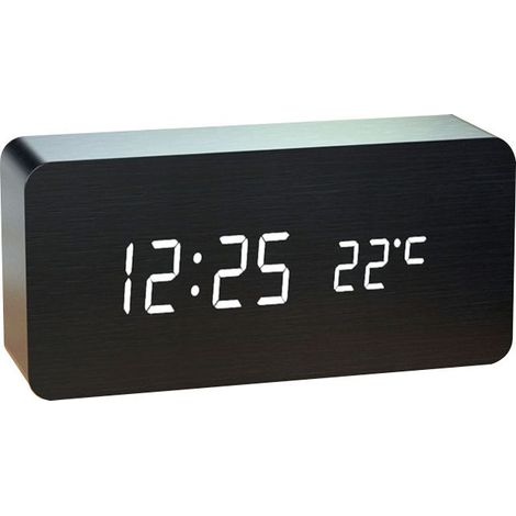 1 pc Numérique Réveil Bois Réglable Luminosité Contrôle Vocal LED Horloge Rectangle Affichage Temps Température Décor À La Maison (1/3)