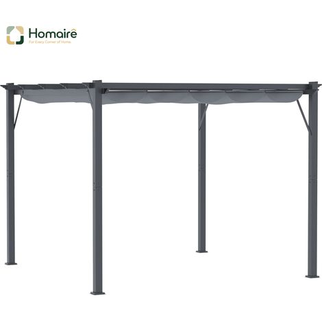 HOMAIRE Pergola Pavillon Terrassenüberdachung Aluminium mit Schiebedach für Garten