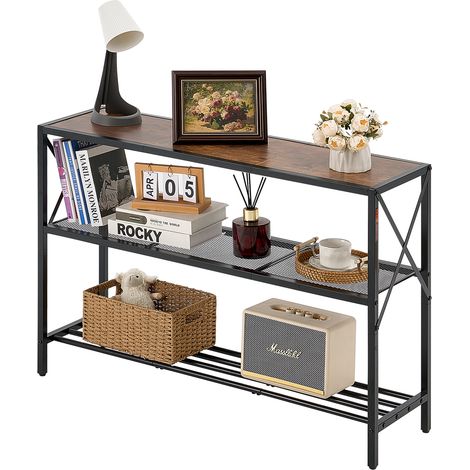 VEVOR Tavolo Stretto Dietro Divano, Tavolino da Ingresso Lungo a 3 Livelli e Tavola da Corridoio Sottile, con Struttura in Metallo, per Ingresso, Corridoio, Soggiorno, 106 x 29,5 x 73,5 cm