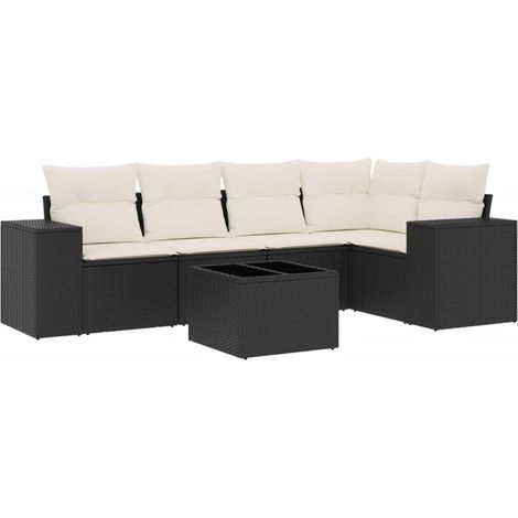 Maison Exclusive - Set Divano da Giardino 6 pz con Cuscini Nero in Polyrattan
