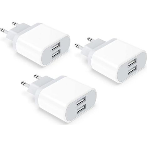 USB-Stecker, 3er-Pack 2,4 A/5 V Ladegerät, 2-Port-Netzadapter für Samsung Galaxy (1/5)