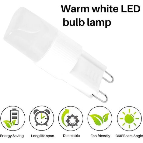 Lot de 10 ampoules LED G9 1W haute puissance, lumière blanc chaud 3500 K (1/5)