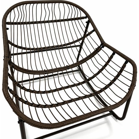 Sillón balancín de exterior tipo huevo con cojín grueso y estructura de acero, gris claro HOMVRA (1/5)