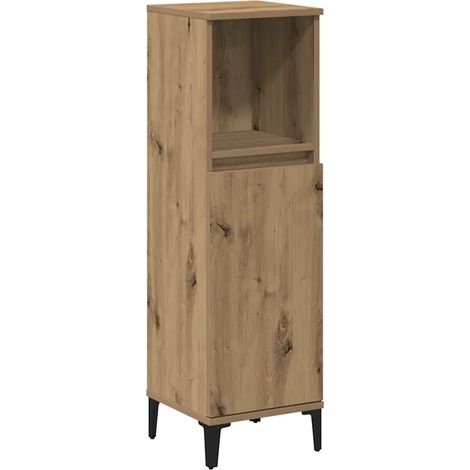 Armoire de salle de bain avec rangement modulable 30 x 30 x 100 cm en bois d'ingénierie chêne artisanal (1/5)