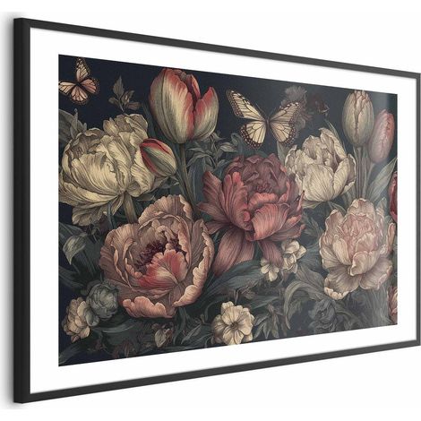 Poster – Blumen auf türkisfarbenem Hintergrund (1/4)