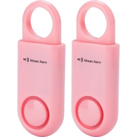 Lot de 2 Alarmes de Sécurité Personnelle 130 DB avec Batterie Remplaçable Sirène SOS Forte pour Femmes, Étudiantes et Enfants Alarme Randonnée, Camping et Anti-Ours. Rose (1/5)