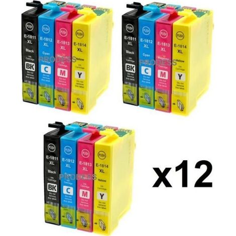 Kit de 12 cartouches compatibles Epson 18 XL pour XP 212 XP 215 XP 225 XP 30