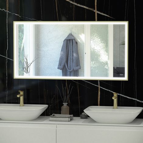 RAK Art Chrome 600mm x 1200mm Square LED Mirror - RAKARTSQCP5004 (1/2)