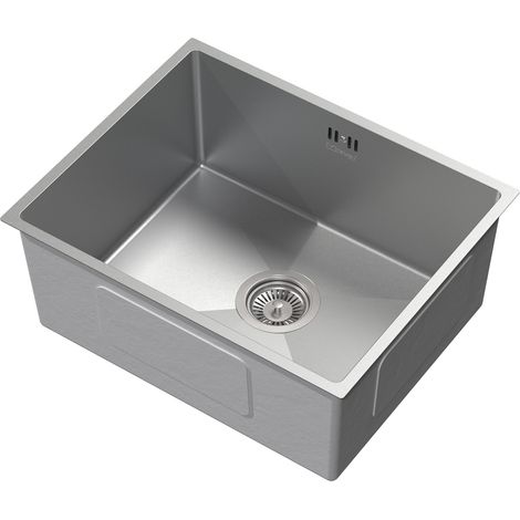 ML-Design Lavello da Cucina 50 x 40 cm Lavabo da Incasso Argento Rettangolare in Acciaio Inox Lavello Sottopiano a 1 Vasca con Set di Scarico e Troppopieno Vasca Singola con Sifone Lavandino (1/5)