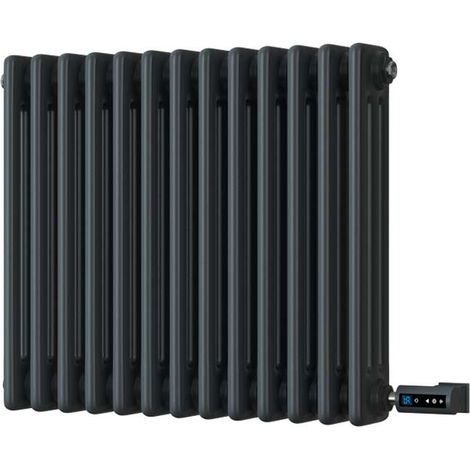 Alpha - Anthracite Column Electric Radiator H500mm x W599mm 3 Column 600w Thermostatic WIFI