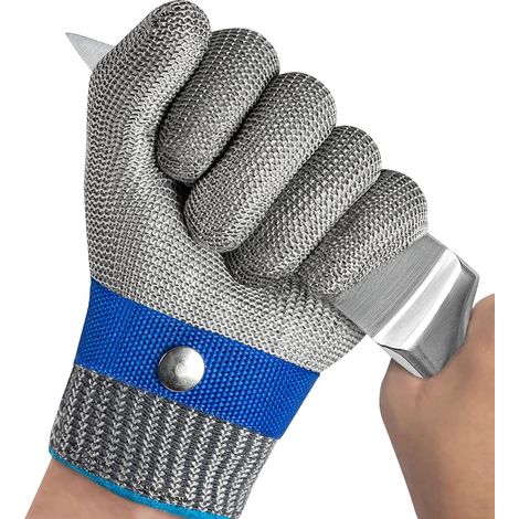 par de guantes resistentes a cortes, nivel 5, malla de acero, para cocina y carnicería. (1/5)