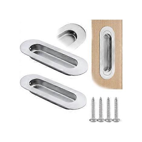 Ovale Schiebetürgriffe aus gebürstetem Edelstahl für Schubladen, Schränke und Schminktische – 120 x 40 mm
