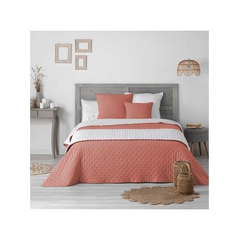 Douceur D'Intérieur – Couvre-lit matelassé microfibre 80x180 cm – Couleur terracotta et blanc – Toucher doux et agréable – Lavable en machine à 40°C (1/3)