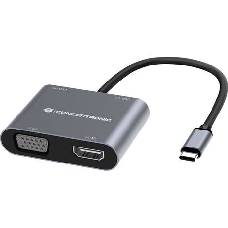 Conceptronic DONN16G Kabelgebunden USB 3.2 Gen 1 (3.1 Gen 1) Type-C Grau