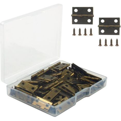 Mini Charnieres Rétro, 50 Pièces Charniere Miniature Inox Durable et Robuste Petites Charnières avec Vis pour Boîte Coffre à Bijoux Cabinet Tiroirs Pianos 18 15MM (1/5)