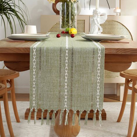 1 Chemin de table, tressé rustique, polyester infroissable, 33x160 cm, pour salle à manger, mariage, fête (1/5)