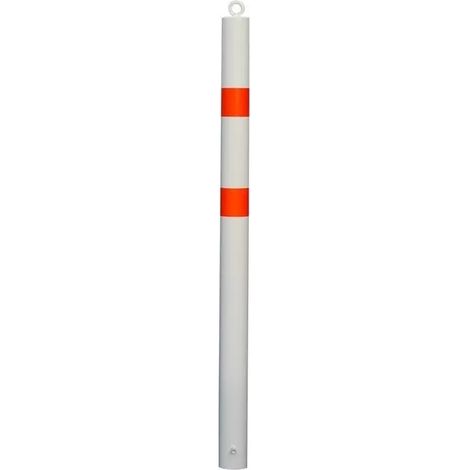 Potelet fixe à sceller 900SP-76-WO BLANC/ORANGE avec barre d'ancrage et oeillet (1/4)