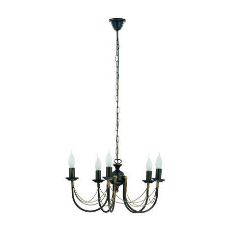 Lampadario Nowodvorski ARES metallo nero oro Ø54cm 5xE14