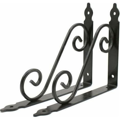 Etagere Murale 2 Pièces Support Tablette Murale 240 x 190 mm Metal Fer Forgé Noir Fixation pour Decoration Murale, Étagère Murale, Etagere Cuisine -ladacèe (1/5)