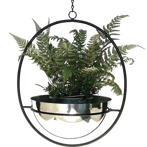 DanDiBo Blumenampel Innen Metall Wand Hängepflanzen 78 cm 96087 L mit Topf Silber Pflanzenhänger Blumenhänger Topfhänger Blumen Blumentopfhänger Hängetopf (1/5)