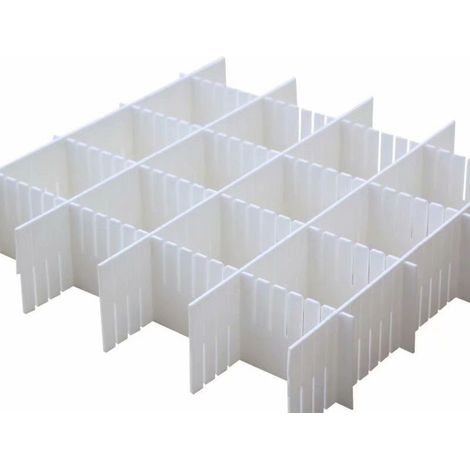 Séparateurs de tiroir réglables en plastique rigide – Lot de 10 pièces (42 x 9 cm), idéaux pour rangement cuisine et bureau (1/5)