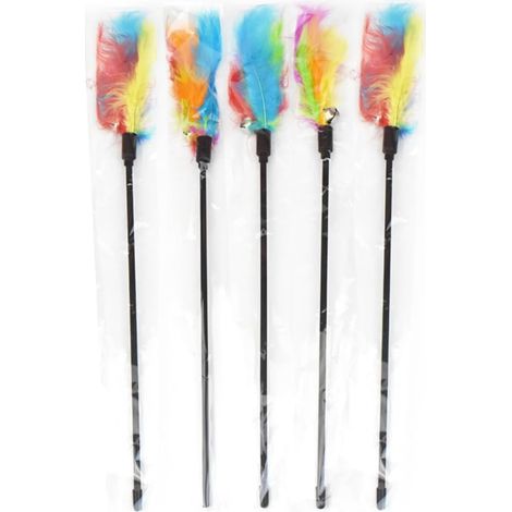 5 Pcs Jouets en Plumes pour Chat - Baguette avec Plumes et Clochette pour Animaux (1/5)