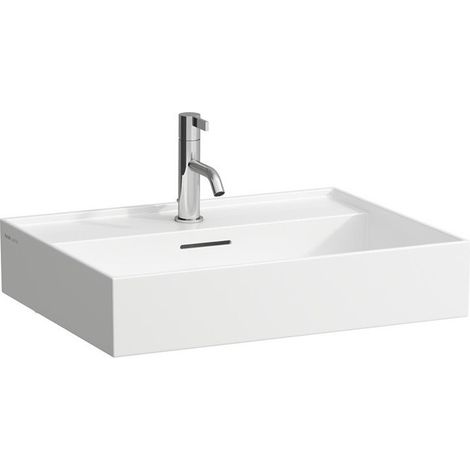 Lavabo KARTELL 600 x 460 mm, encastrable sous avec trop-plein, sans trou de robinetterie blanc LAUFEN
