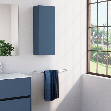 Inda - Pensile bagno con anta SX e ripiano 30x80 cm - Blu denim (1/4)