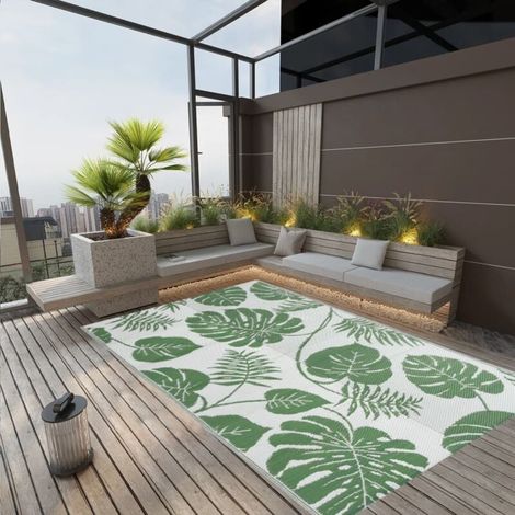 Tapis d'extérieur anti-UV, idéal pour terrasses, jardins et balcons, vert, 190 x 290 cm, en polypropylène (PP), FYH26498 (1/4)