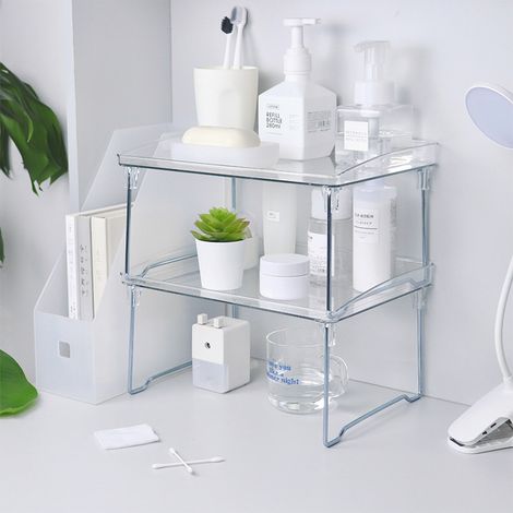 Rangement de bureau organisateur de fichiers étagère acrylique transparent grande capacité pour cuisine et bureau support à cadre en fer dimensions 31.5x22.5x17cm (1/5)