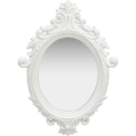 Miroir mural, Miroir de maquillage, Miroir suspendu pour Vanité, Salle de Bain, Salon Chambre style château 56x76 cm Blanc KIM1942 (1/5)