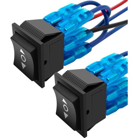 Lot de 2 Interrupteurs à Bascule 6 Broches 3 Positions on/Off/on Interrupteur à Bascule Momentané à Polarité Inversée DC 12V 10A 110V-220V DPDT pour Voiture,Bateau,Bouton à Bascule avec Fil (1/5)