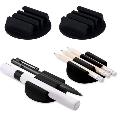 Support Adhésif Pour Stylo - En Silicone Souple - 4 Pièces - Pour Bureau Tablette Planche À Pince Clipboards Surfaces Lisses - 5,9 x 5,9 x 1,8 cm (1/5)