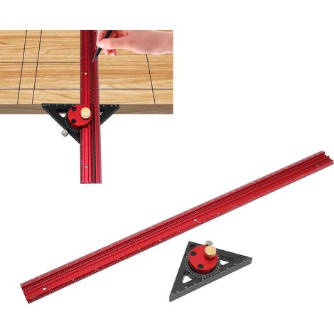 Règle perforée en alliage d'aluminium de 400 mm, règle à angle droit rotative à 360° (1/5)