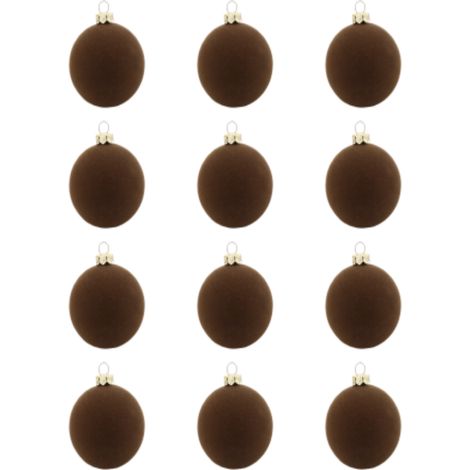 Ornement De Noel - Ornement Accroche Flocage Brun - Diametre 8 Cm - Pour Arbre De Noel Decoration Interieure Mariage Fete Maison - Lot De 12 (1/5)