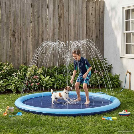vidaXL Tapis de Splash pour Enfants et Chiens Bleu Ø150 x 10 cm PVC
