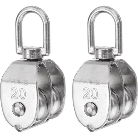 Satz aus 2 M20 Doppelrollen aus Edelstahl – Feststehendes Heberad – Hängekran – Zugrad (1/5)
