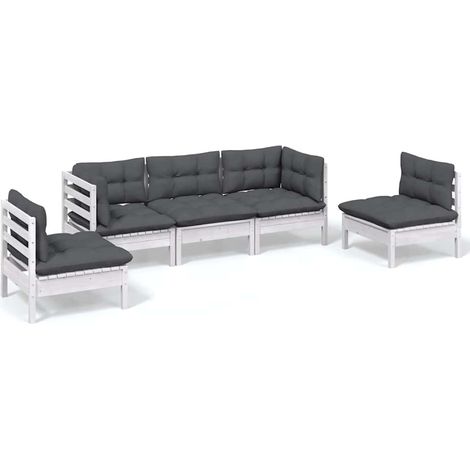 Maison Exclusive - Muebles de jardín 5 pzas con cojines madera ma (1/5)