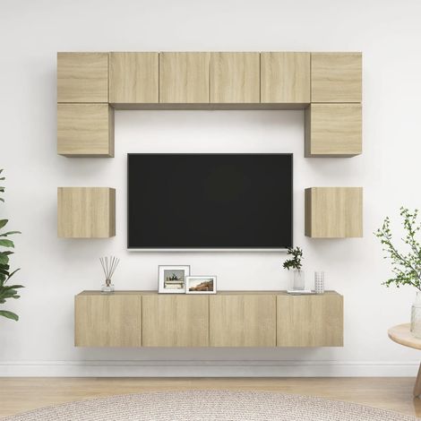 8 Piece TV Cabinet Set Sonoma Oak Engineered Wood vidaXL (1/5)